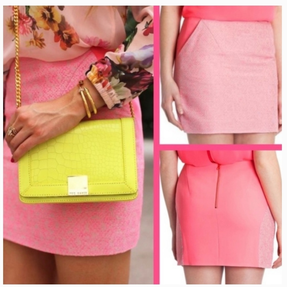 Ted Baker Juleen Boucle Pink Mini Skirt Size 2